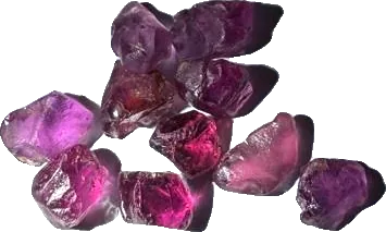 Rough stones in pink and violet tones